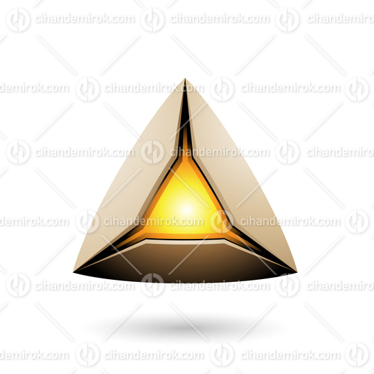 Beige Pyramid with a Glowing Core Vector Illustration