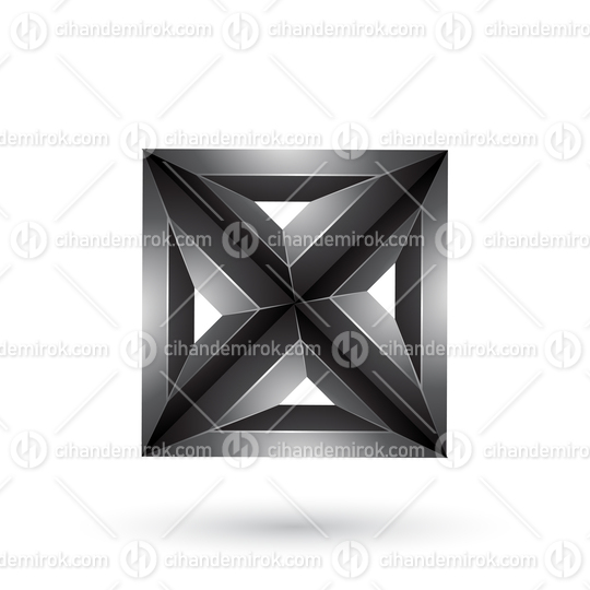 Black 3d Geometrical Embossed Square and Triangle X Shape 