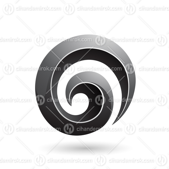Black 3d Glossy Swirl Shape Vector Illustration