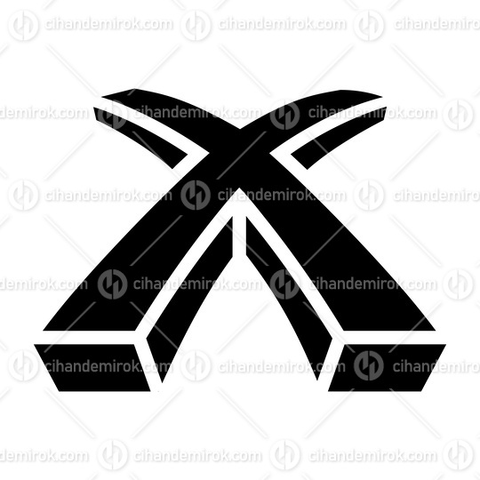 Black 3d Shaped Letter X Icon