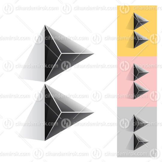 Black Abstract Pyramid Shaped Letter B Icon with Shadow