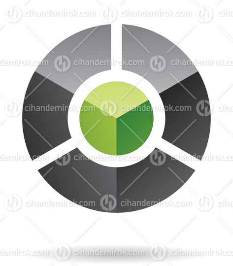 Black Abstract Sphere with a Green Round Core Logo Icon