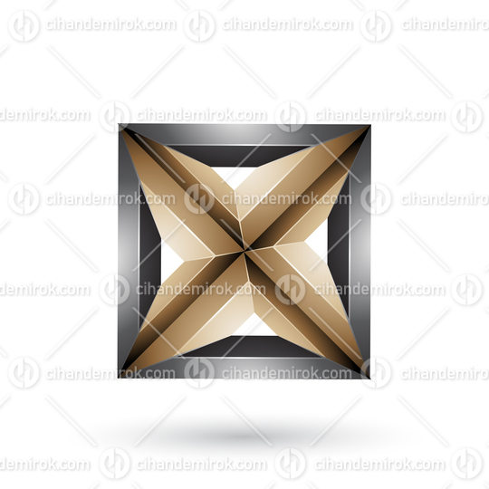 Black and Beige 3d Geometrical Embossed Square and Triangle Shape