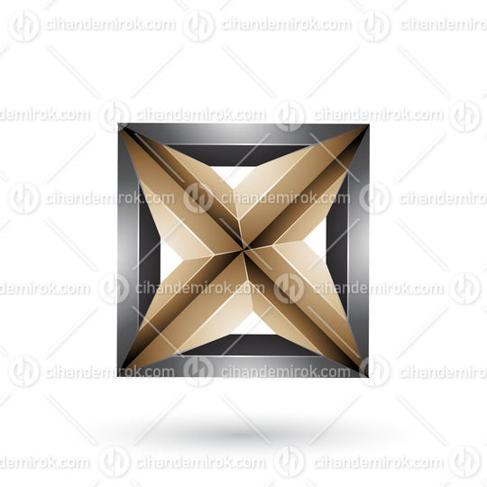 Black and Beige 3d Geometrical Embossed Square and Triangle Shape