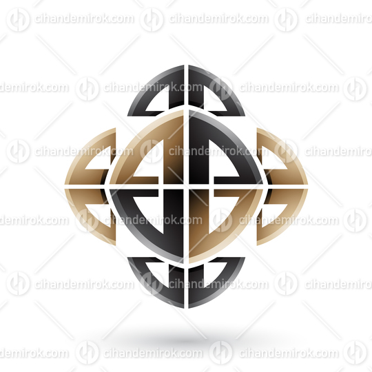 Black and Beige Abstract Ornamental Bow Shapes Vector Illustration