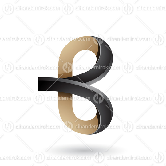 Black and Beige Bold Curvy Letter B Vector Illustration