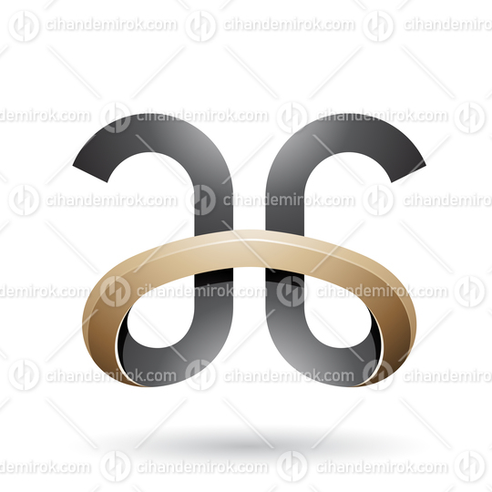 Black and Beige Bold Curvy Letters A and G Vector Illustration