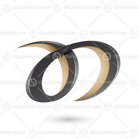 Black and Beige Curvy Letter A and D Vector Illustration