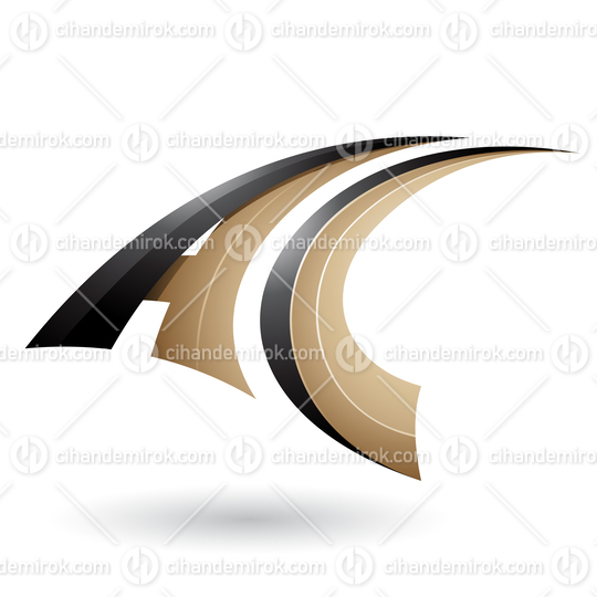 Black and Beige Dynamic Flying Letter A and C Vector Illustration