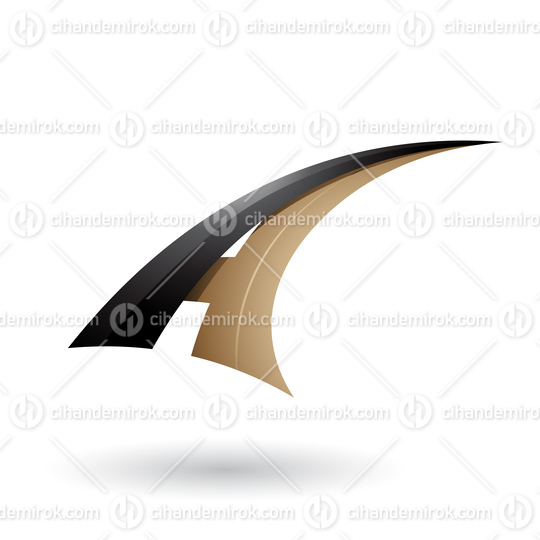 Black and Beige Dynamic Flying Letter A Vector Illustration