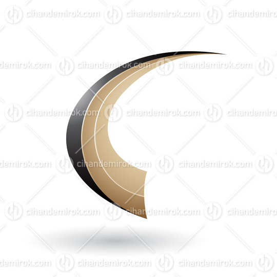 Black and Beige Dynamic Flying Letter C Vector Illustration