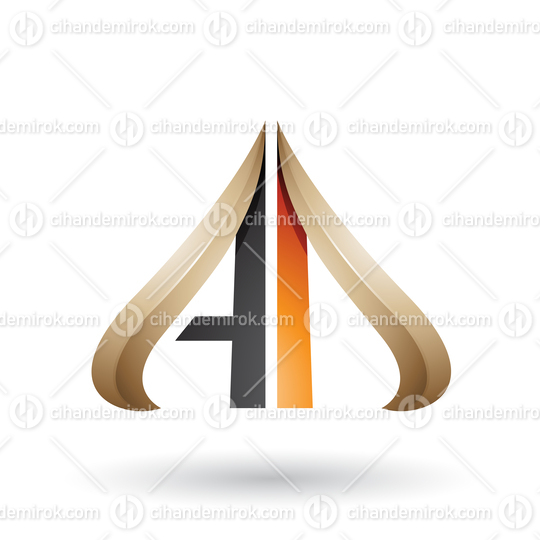 Black and Beige Embossed Arrow-like Letter A and D