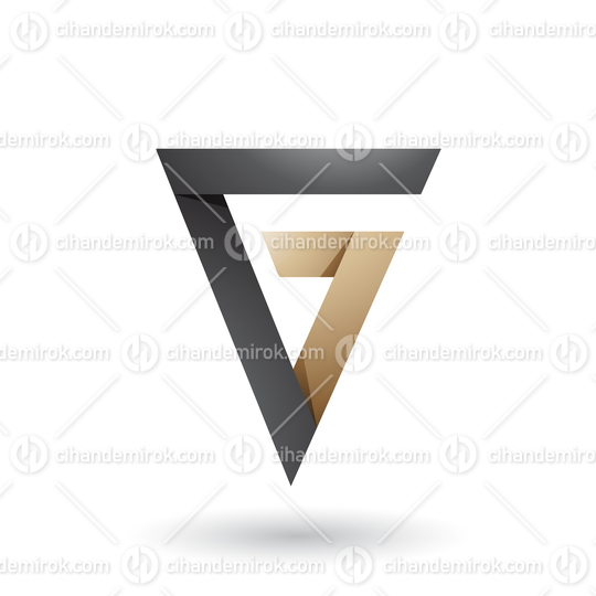 Black and Beige Folded Triangle Letter G Vector Illustration