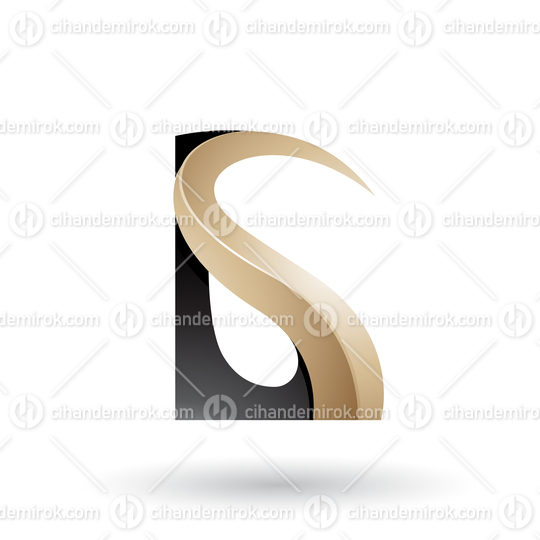 Black and Beige Glossy Curvy Embossed Letter G