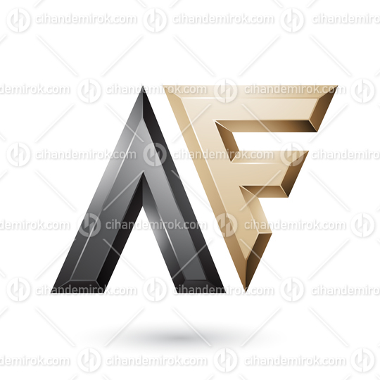 Black and Beige Glossy Dual Letters of Letters A and F Vector Illustration