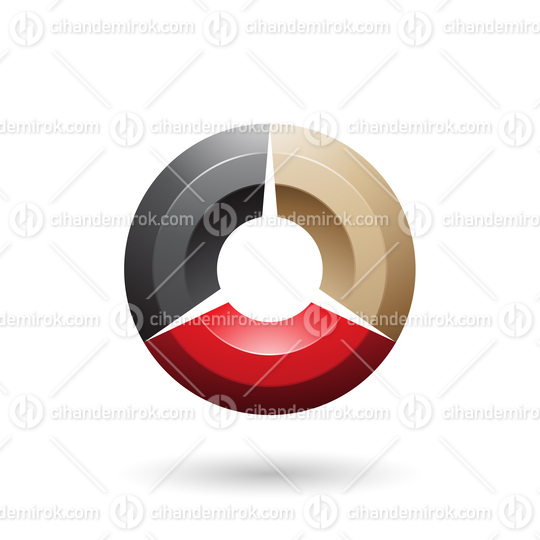 Black and Beige Glossy Shaded Circle Vector Illustration