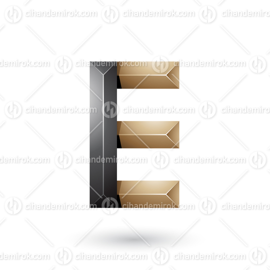 Black and Beige Pyramid Like Geometrical Letter E