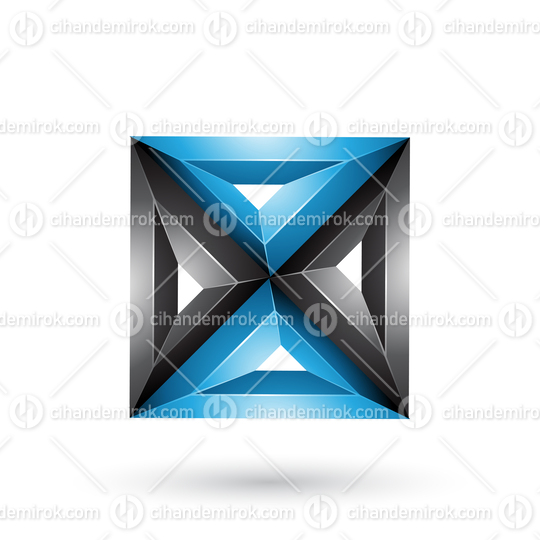 Black and Blue 3d Geometrical Embossed Square and Triangle Shape