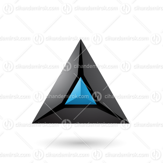 Black and Blue 3d Pyramid Icon Vector Illustration