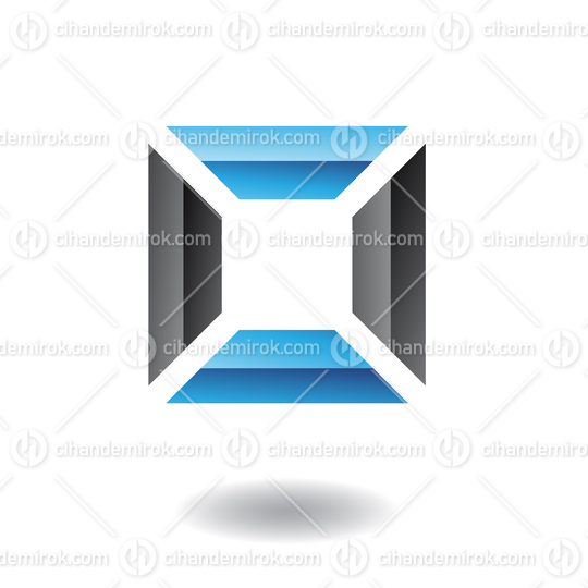 Black and Blue Abstract Embossed Square Frame Logo Icon
