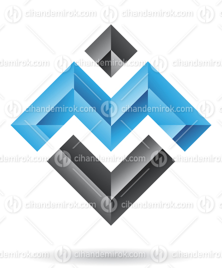 Black and Blue Abstract Embossed Square Letter M Logo Icon