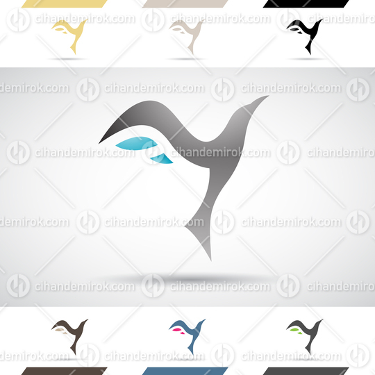 Black and Blue Abstract Glossy Logo Icon of a Bird Shaped Letter Y