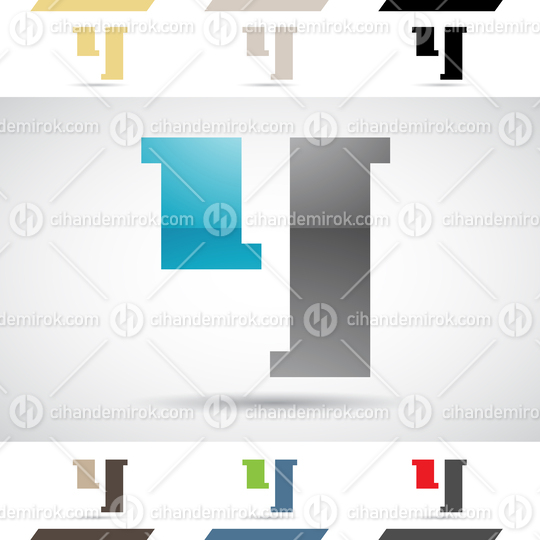 Black and Blue Abstract Glossy Logo Icon of Bold Rectangular Letter Y