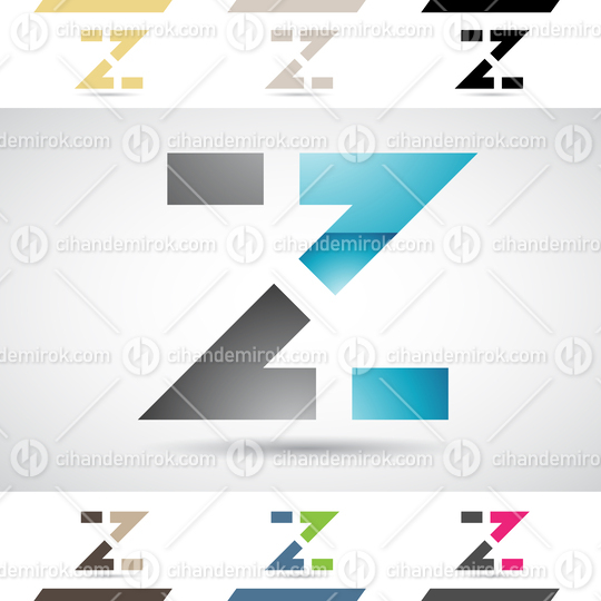 Black and Blue Abstract Glossy Logo Icon of Dashed Letter Z