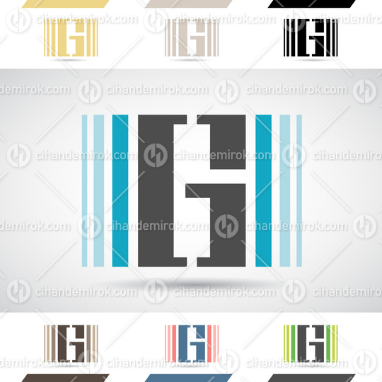 Black and Blue Abstract Glossy Logo Icon of Rectangular Striped Letter G
