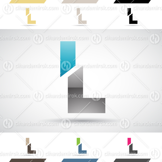 Black and Blue Abstract Glossy Logo Icon of Split Shaped Letter L