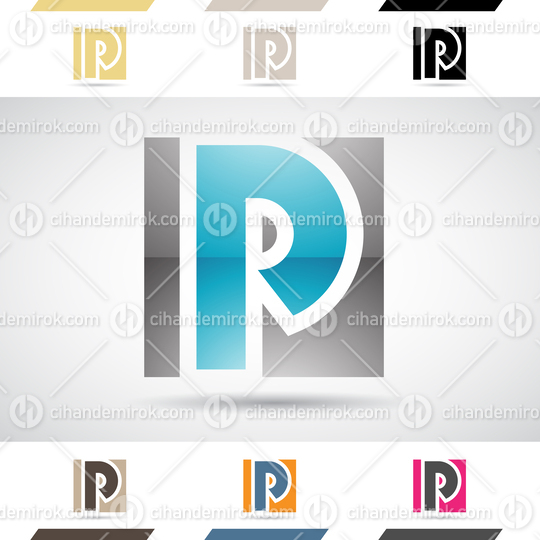 Black and Blue Abstract Glossy Logo Icon of Square Letter P