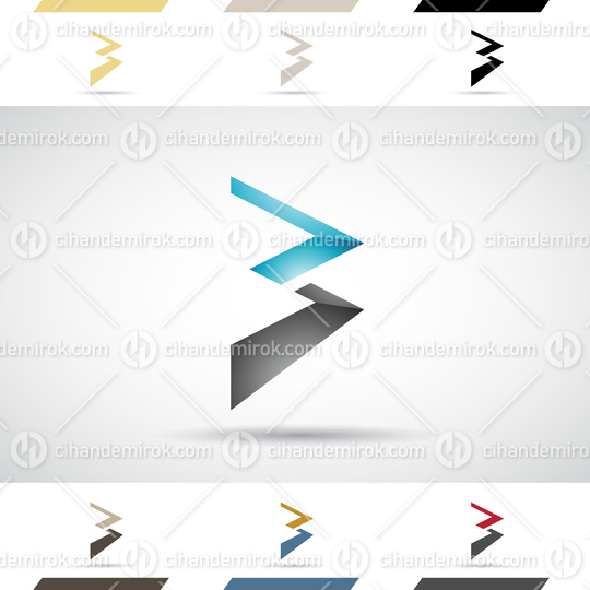 Black and Blue Abstract Glossy Triangular Sharp Logo Icon of Letter B