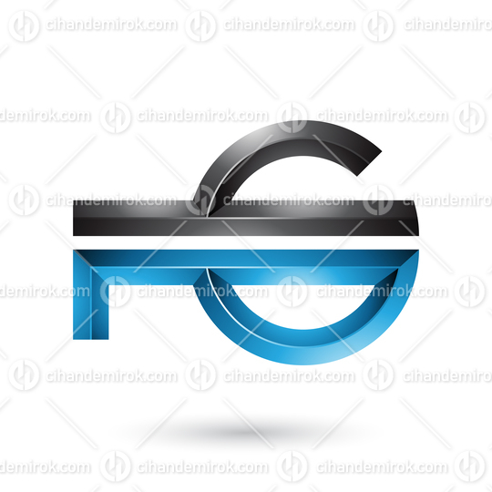 Black and Blue Abstract Key-like Symbol Vector Illustration