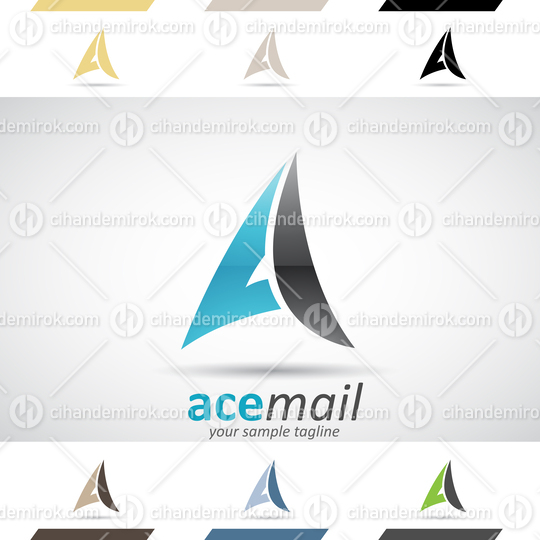 Black and Blue Abstract Logo Icon of a Curvy Letter A