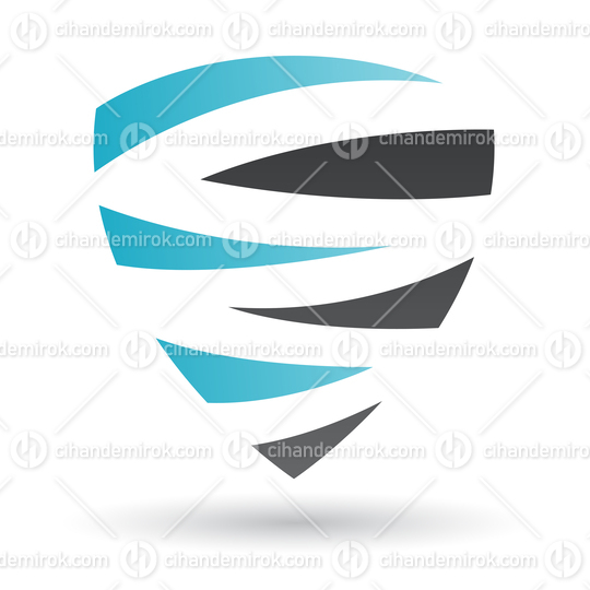 Black and Blue Abstract Shield Shaped Striped Icon