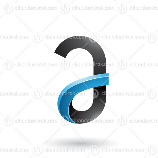 Black and Blue Bold Curvy Letter A Vector Illustration