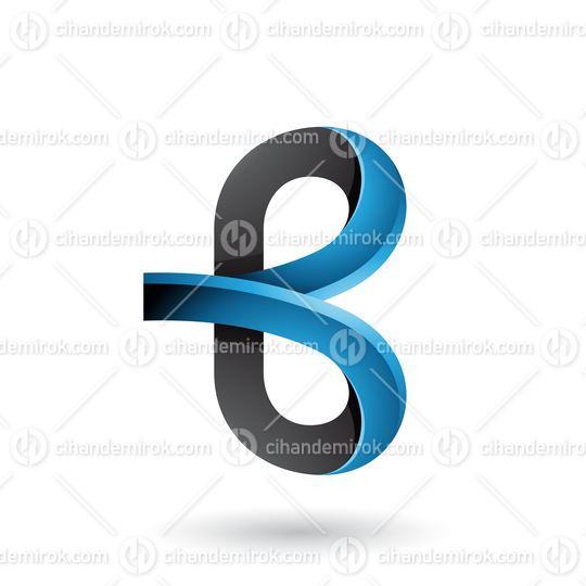 Black and Blue Bold Curvy Letter B Vector Illustration