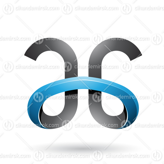Black and Blue Bold Curvy Letters A and G Vector Illustration