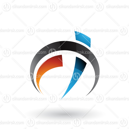 Black and Blue Car Gauge Shaped Letter F and T Vector Illustration