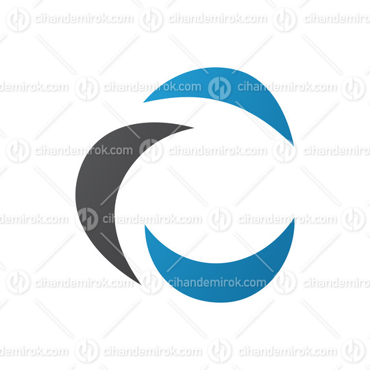 Black and Blue Crescent Shaped Letter C Icon