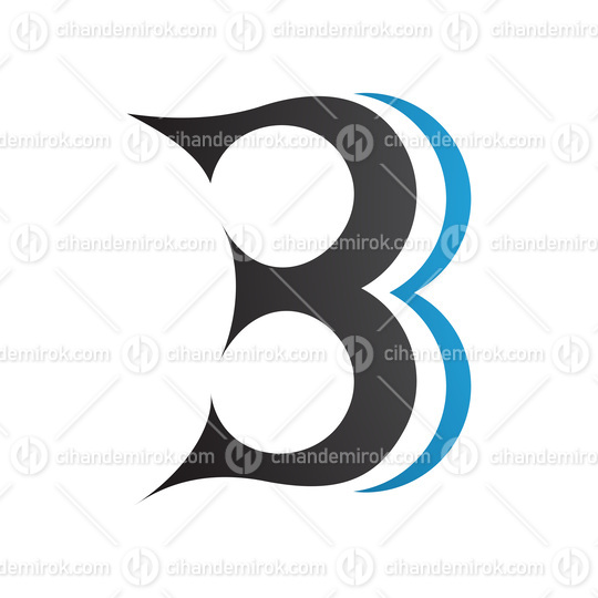 Black and Blue Curvy Letter B Icon Resembling Number 3