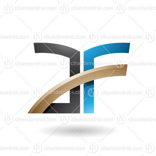 Black and Blue Dual Letter Icon of A and F Vector Illustration