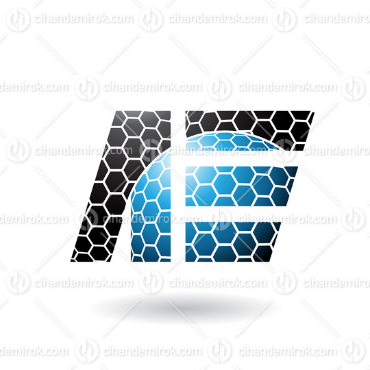 Black and Blue Dual Letters of A and E with Honeycomb Pattern