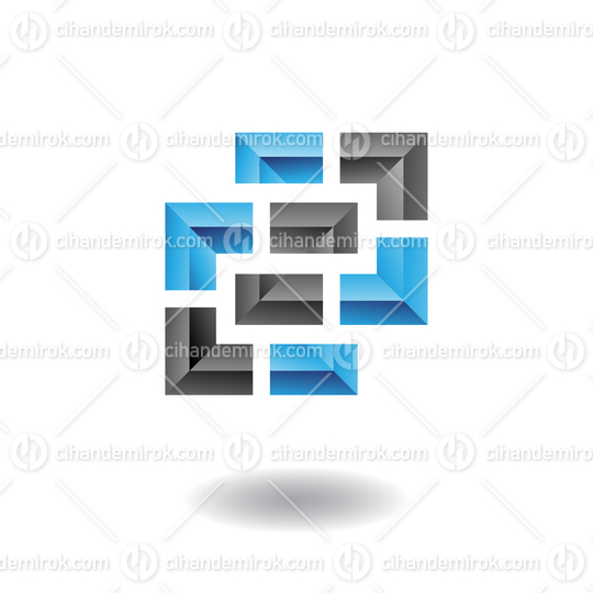 Black and Blue Embossed Intersecting Frames Abstract Logo Icon