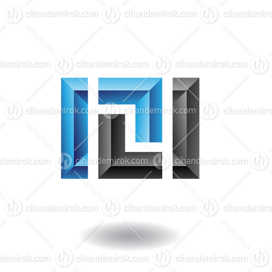 Black and Blue Embossed Rectangular Frame Abstract Logo Icon