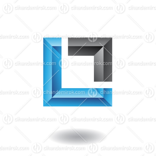 Black and Blue Embossed Square Frame Abstract Logo Icon