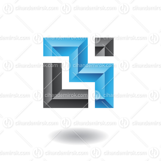 Black and Blue Embossed Square Letter M Abstract Logo Icon