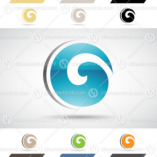 Black and Blue Glossy Abstract Logo Icon of Bold Swirly Letter O