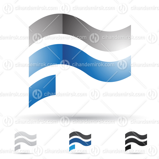 Black and Blue Glossy Abstract Logo Icon of Flag Shaped Letter F
