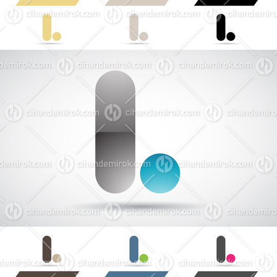 Black and Blue Glossy Abstract Logo Icon of Letter L with Round and Circle Shapes